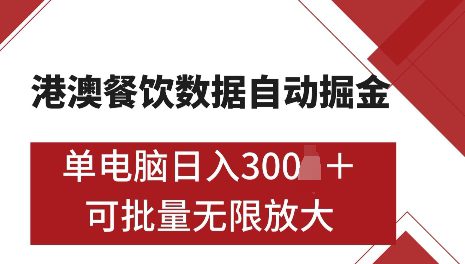 港澳数据全自动掘金，单电脑日入5张，可矩阵批量无限操作【仅揭秘】-创业猫