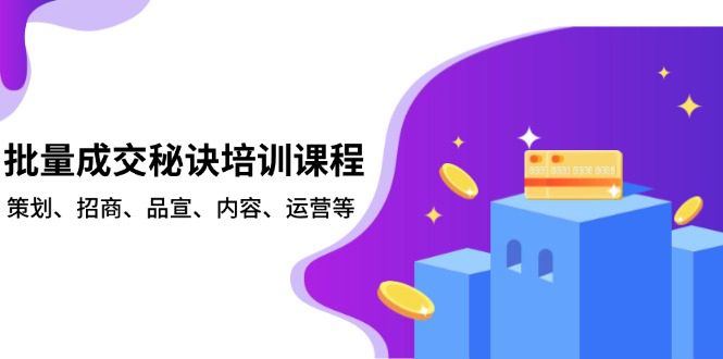 （13908期）批量成交秘诀培训课程，策划、招商、品宣、内容、运营等-创业猫