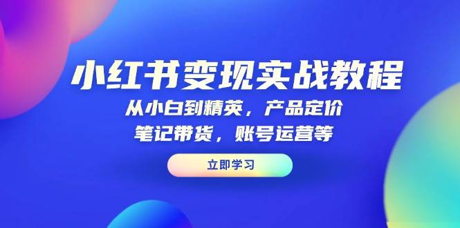 小红书变现实战教程：从小白到精英，产品定价，笔记带货，账号运营等-创业猫