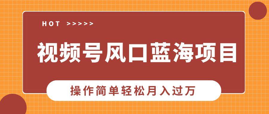 视频号风口蓝海项目，中老年人的流量密码，操作简单轻松月入过万-创业猫